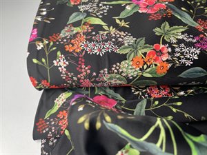 Sportsstræk / badedragt - smukke blomster på sort bund